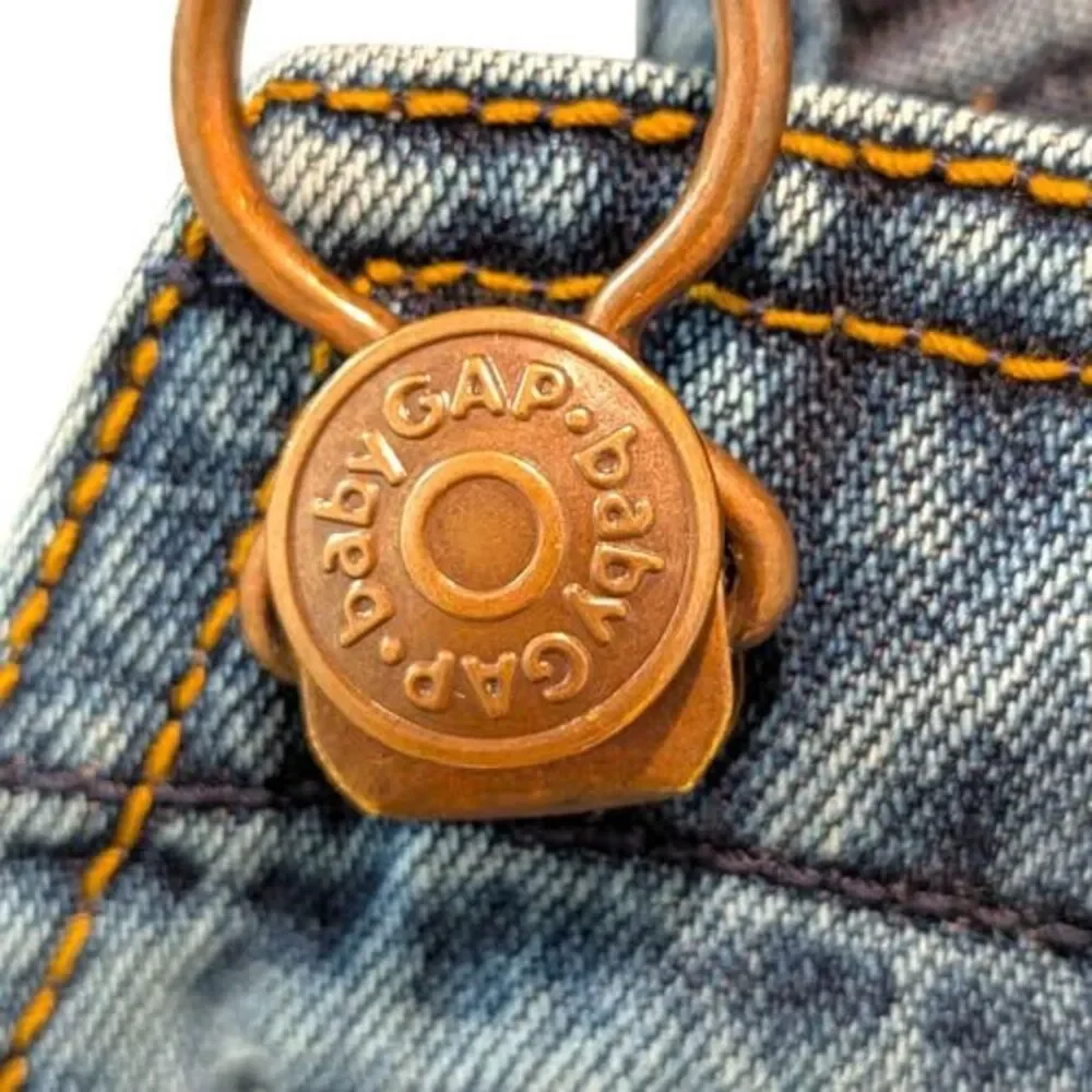 Vintage Baby Gap Dog 90s Overalls Denim Toddler Boys Girls Paw Print 12-18m
